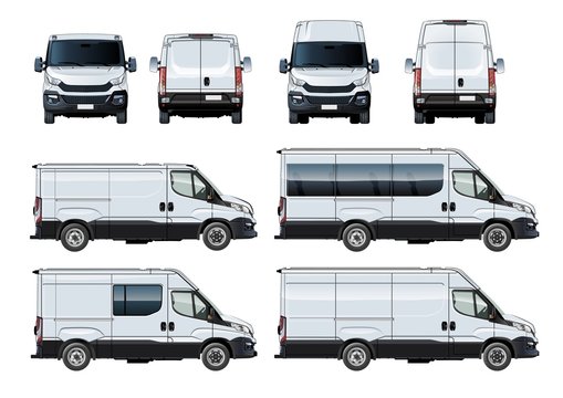 Vector vans set template isolated on white