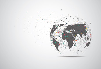 Global network connection. World map point and line composition concept of global business. Vector Illustration