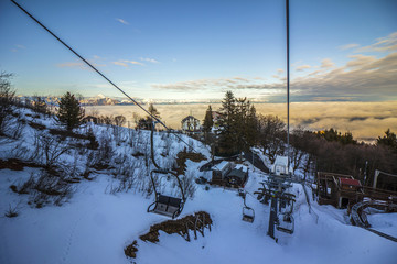 View from chairlift in Mottarone, Italy