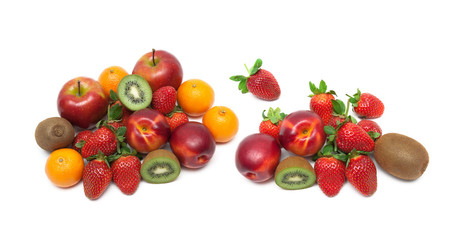 ripe fresh fruits isolated on white background