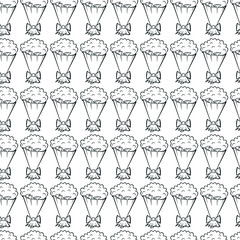 Seamless Pattern Bouquet of flowers bow-knot contour