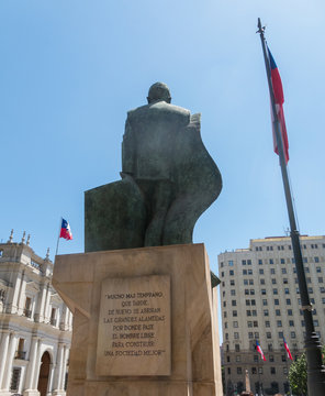 Back of the monument to Chilean statesman and political figure. Salvador Allende in Santiago de Chile