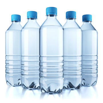 Group of plastic bottle with water