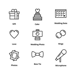 9 wedding line icons