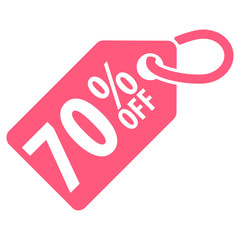 70 percent Off tag. Vector illustration.