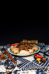 Tasty Vietnamese food Bo bun rice vermicelli