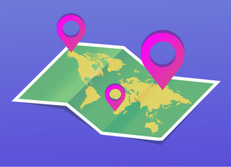 map of the world and map navigation icons.