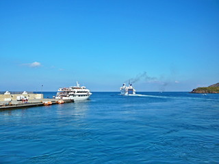 Italy,Calabria-pier in the harbor Levante on the island Vulcano
