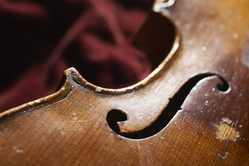 close up of an old beautiful violin