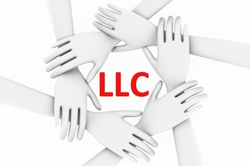 LLC concept hands white background 3d illustration