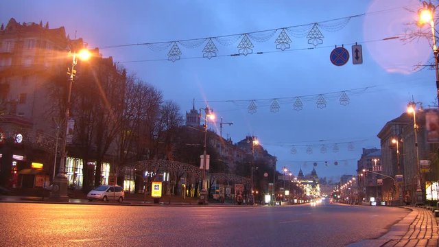 dawn street Kreschatik Kiev Ukraine 