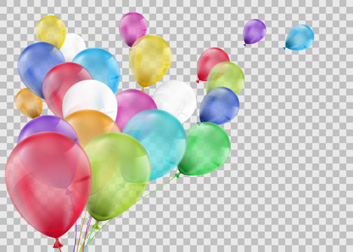 Set of multi-colored balloons