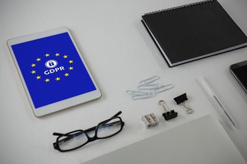 Composite image of various office accessories on white