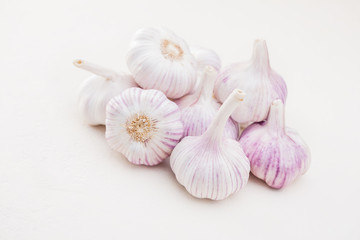 garlic bulbs on white background
