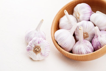 garlic bulbs on white background