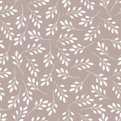 Fototapeta premium Vector seamless pattern. Floral stylish background. Silhouette of branches with leaves