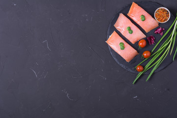 Raw salmon steak