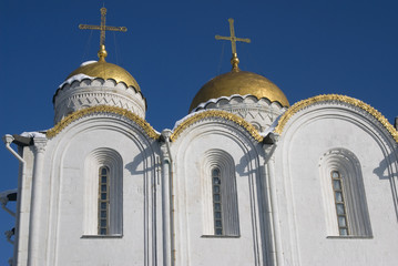 Assumption church in Vladimir town, Russia, famous by its frescoes painted by Andrey Rublev. Popular landmark. 