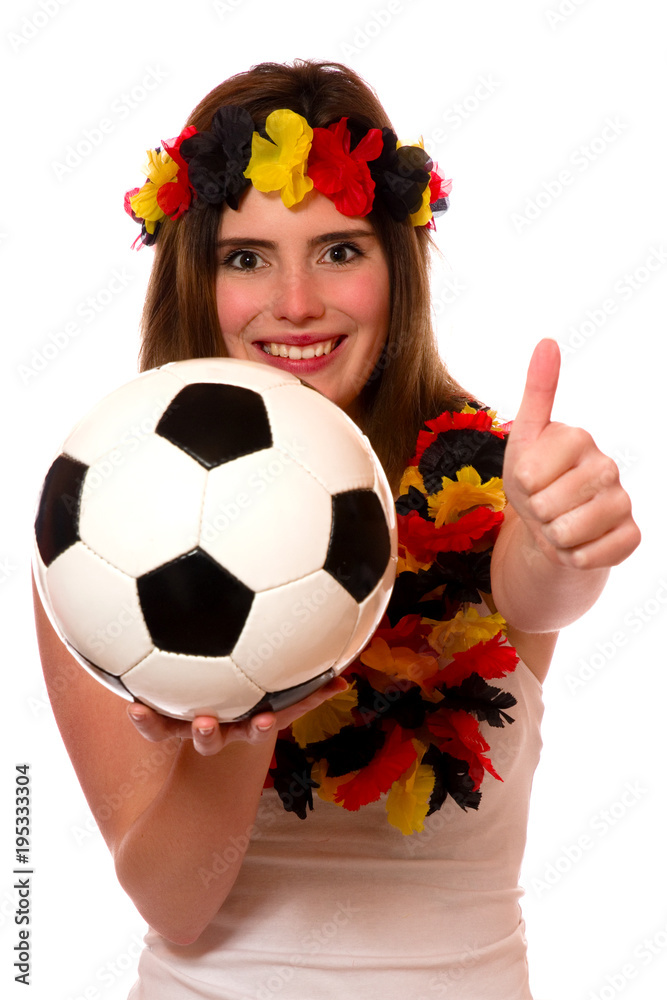 Sticker Junge Frau mit Fußball