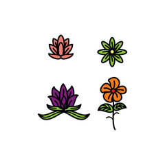 flower vector icon set