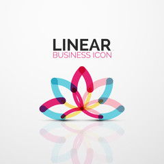Outline minimal abstract geometric linear business icon made of line segments, elements