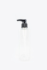 Bottle pump transparent for shampoo or conditioner cosmetic skincare you beautiful hair isolate mockup