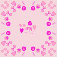 Valentin pattern,hearts,ellipses scribbles, bows. Hand drawn.