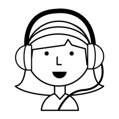Obraz na płótnie Canvas Cartoon girl with headphones over white background, vector illustration
