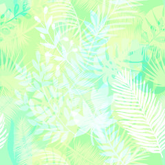 Trendy seamless exotic pattern with tropical plants. Modern abstract design for paper, wallpaper, cover, fabric and other users. Vector illustration.