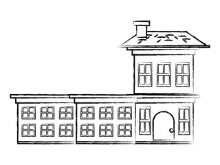 sketch of Residential big house icon over white background, vector illustration