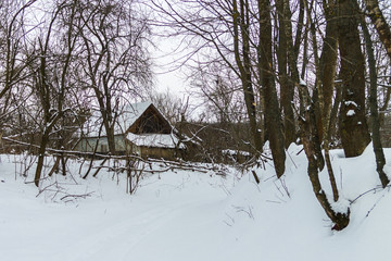Old house in the village, economic crisis, old settlement, abandoned building