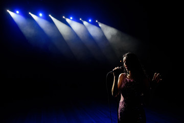Shadow of singer in light