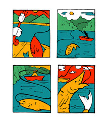 Fishing poster set