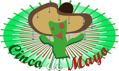 Banner for a Cinco de mayo with a cheerful cactus