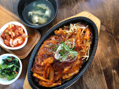 Sauteed pork with ginger sauce. Korean food