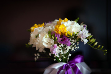 Bouquet of a beautiful Colorful freesia flowers.