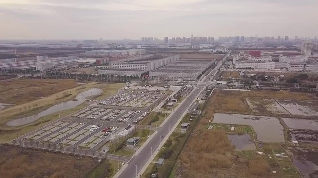 Aerial view of industrial areas in Wujiang, Suzhou, China
