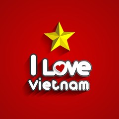 I Love Vietnam Design On red Background vector illustration