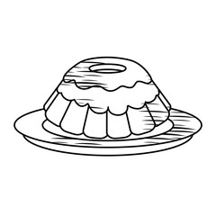 sketch of sweet cake icon over white background vector illustration