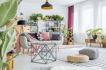 Spacious living room with plants