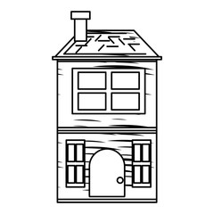 sketch of Two floors house icon over white background, vector illustration