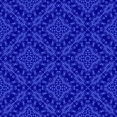 Blue Ornamental Seamless Pattern. Endless Texture. Oriental Geometric Ornament