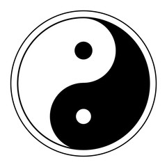 Yin yang symbol of harmony and balance. Flat style icon. Black on background vector illustration