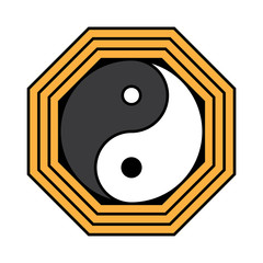 Yin yang symbol of harmony and balance. Flat style icon. Black on background vector illustration