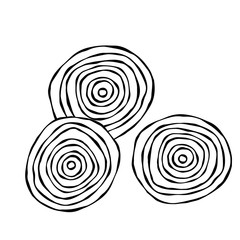 Ripe Beet - Round Slices of Beetroot, Cut Beet. Fresh Vegetable Salad. Hand Drawn Vector Illustration. Savoyar Doodle Style.