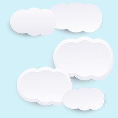 white paper clouds with light blue sky vector background