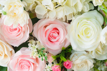 Pink and white bouquet roses, sweet valentine season and wedding day, symbol valentine conceptual.