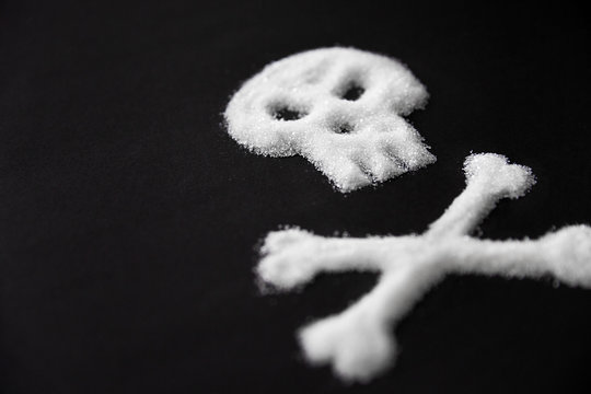 Sugar Poison. White Sugar In Form Of Skull And Crossbones.