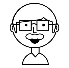 Cartoon man with mustache and glasses icon over white background vector illustration