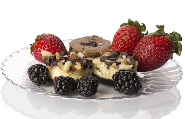 Dessert Plate with Mini Cheesecakes and Fruit
